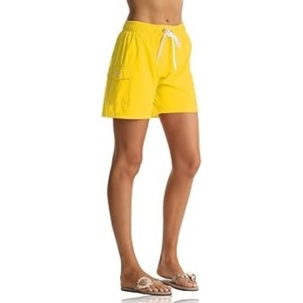 EUC Rocorose Womens Yellow Swim Trunks With Drawstring & Cargo Pocket XXXL